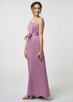 Azazie Anina Junior Robe Trapèze en Satin extensible Arc Glycine image4
