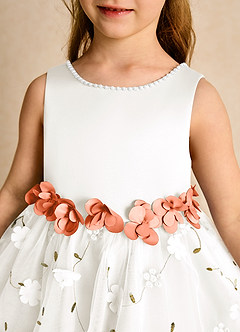 Azazie Starri Flower Girl Dresses Ivory Sunset Ball-Gown Beaded Matte Satin Dress image8