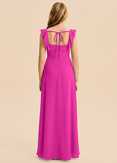 Azazie Nori Junior Fuchsia A-Line Ruched Chiffon Dress image2