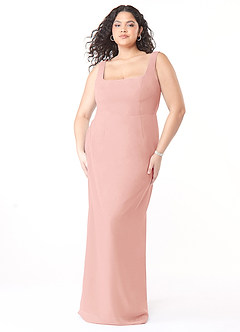 Azazie Flori Bridesmaid Dresses Rosette Sheath Square Neckline Chiffon Dress image9