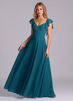 Azazie Leilani Bridesmaid Dresses Ink Blue A-Line Pleated Chiffon Dress image1