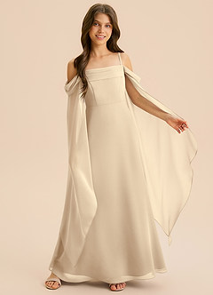 Azazie Moana Junior Linia A Pofałdowany Szyfon Długość podłogi Młodsza druhna Sukienka image6