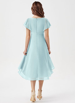 Azazie Graciela Junior Sea Glass A-Line Pleated Chiffon Dress image2