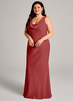 Azazie Rylina Bridesmaid Dresses Rust Mermaid Pleated Chiffon Dress image9