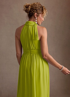 Azazie Antoinette Mother of the Bride Dresses Lemongrass A-Line Pleated Chiffon Dress image7