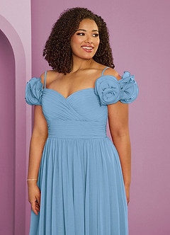Barbie ♥ Azazie Vestidos de damas de honor Vestido de Azul Acero de Gasa de Corte en A Convertible con Vestidos sin tirantes image18
