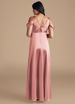Azazie Rhea Maternity Bridesmaid Dresses A-Line Pleated Metallic Satin Floor-Length Dress image2