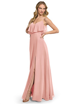 Azazie Jean Bridesmaid Dresses Rosette A-Line Chiffon Convertible Dress image3