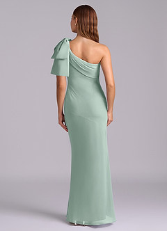 Azazie Yuanna Bridesmaid Dresses Agave Mermaid One Shoulder Chiffon Dress image2