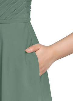 Azazie Melinda Final Sale Agave A-Line Pleated Chiffon Dress image5