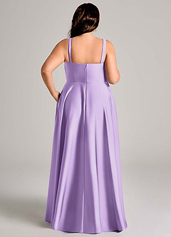 Azazie Shaude Bridesmaid Dresses Lilac A-Line Pleated Stretch Satin Dress image13