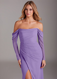 Azazie Hallie Bridesmaid Dresses Tahiti Mermaid Long Sleeve Chiffon Dress image5