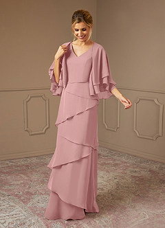 Azazie OHara Mother of the Bride Dresses Dusty Rose A-Line V-Neck Chiffon Dress image3