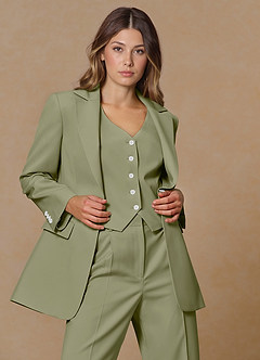 front Rowan Pistachio Refined Weave Performance 3-Piece Suit