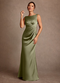 Azazie Baltimore Mother of the Bride Dresses Pistachio A-Line Pleated Stretch Satin Dress image1