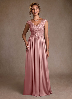 Azazie Amethyst Mother of the Bride Dresses Dusty Rose A-Line Lace Dress image4