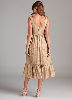 Azazie Alissa Bridesmaid Dresses Champagne A-Line with Pockets Floral Burnout Dress image8