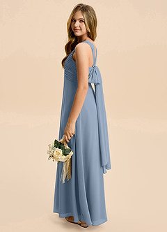 Azazie Quin Junior Dusty Blue A-Line Pleated Chiffon Dress image1