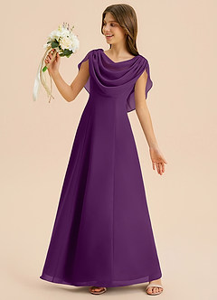 Azazie Lambie Junior Grape A-Line Pleated Chiffon Dress image2