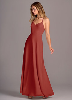 Azazie Mei Bridesmaid Dresses Terracotta A-Line Chiffon Dress image4