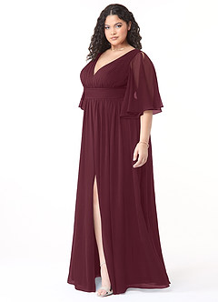 Azazie Temeka Bridesmaid Dresses Cabernet A-Line Ruched Chiffon Dress image9