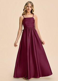 Azazie Kai Junior Mulberry A-Line Pleated Stretch Satin Dress image3