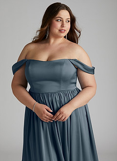 Azazie Morana Bridesmaid Dresses Twilight A-Line Off the Shoulder Stretch Satin Convertible Dress image17