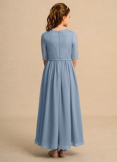 Azazie Pippin Girl Robe Demoiselle D'honneur Fillette Robe Trapèze en Dentelle Bleu Poussiéreux image2