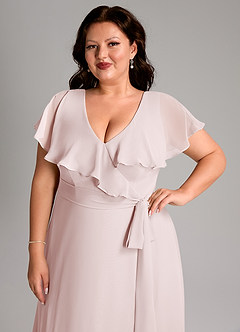 Azazie Lainey Bridesmaid Dresses Blushing Pink A-Line with Pockets Chiffon Dress image13