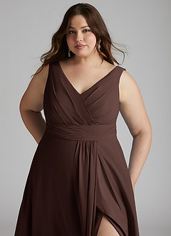 Azazie Karina Bridesmaid Dresses Ganache A-Line Pleated Chiffon Dress image11