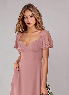 Azazie Fatima Robes de demoiselle d'honneur Robe Trapèze en Mousseline de soie avec poches Rose Poussiéreuse image6