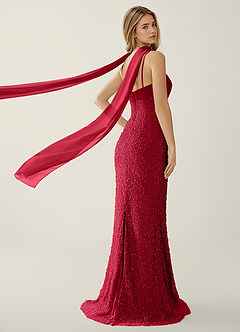 Jasminiah Burgundy Pearl-Embellished Lace/Chiffon Prom Dress image2