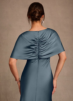 Azazie Dosia Vestidos para mãe da noiva Vestido Crepúsculo de Cetim elástico de Bainha com Plissado image5