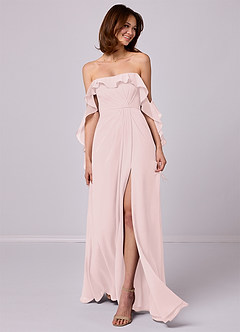 Barbie ♥ Azazie Jurken voor bruidsmeisjes Converteerbaar Jurk van Chiffon met A-Lijn Off the Shoulder Blozend Roze image1