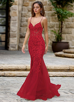 Dentelle Rojo Vestido de fiesta de sirena image4