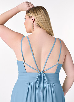 Azazie Farren Bridesmaid Dresses Steel Blue A-Line Pleated Chiffon Convertible Dress image16