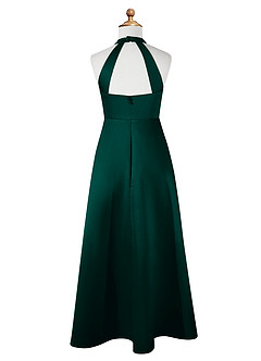 Azazie Laurel Junior Pine A-Line Matte Satin Dress image7