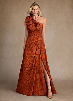 Azazie Easton Mother of the Bride Dresses Paprika Ball-Gown One Shoulder Floral Burnout Dress image1