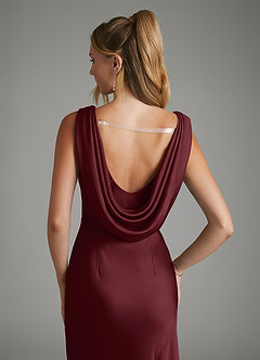 Azazie Elena Bridesmaid Dresses Cabernet Mermaid Pleated Stretch Satin Dress image6