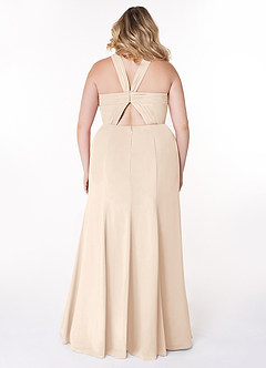 Azazie Rue Robes de demoiselle d'honneur Robe Trapèze en Mousseline de soie Dos nu Albâtre Blanc image8