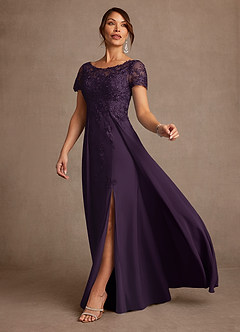 Azazie Alva Mother of the Bride Dresses Plum A-Line Lace Dress image2