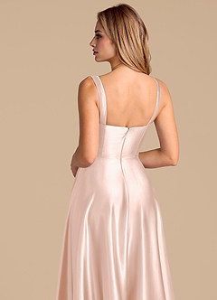 Azazie Shaude Jurken voor bruidsmeisjes Jurk van Metaalachtig Satijn met A-Lijn Geplooid Rosé Goud image7