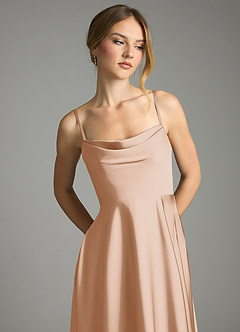 Azazie Elle Bridesmaid Dresses English Rose A-Line Pleated Stretch Satin Dress image2