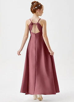 Azazie Avelina Junior Desert Rose A-Line Pleated Stretch Satin Dress image2