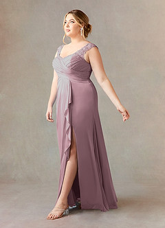 Azazie Edelin Mother of the Bride Dresses Dusty Rose A-Line Sweetheart Neckline Pleated Mesh Dress image10