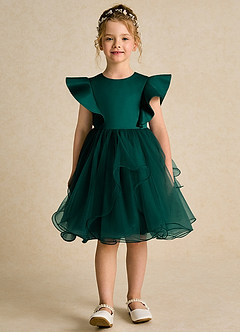 Azazie Chirp Flower Girl Dresses Pine Ball-Gown Tulle Dress image1