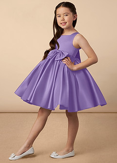 Azazie Bo Peep Flower Girl Dresses Tahiti A-Line Bow Matte Satin Dress image2
