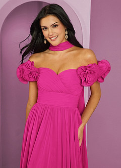 Barbie ♥ Azazie Vestidos de damas de honor Vestido de Barbie Rosa de Gasa de Corte en A Convertible con Vestidos sin tirantes image5