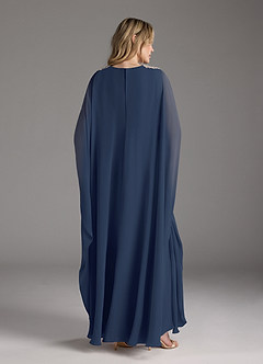 Azazie Drew vestidos de madre de la novia Vestido de Azul Marino Oscuro de Gasa de Corte En A con Plisado image5