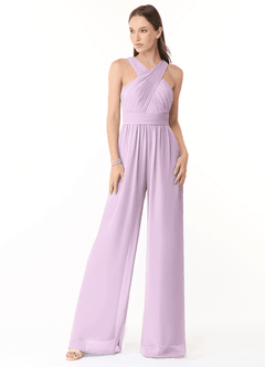 Azazie Berdie Abiti da Damigella Tuta in Chiffon con Scollo Halter Lilla Glassato image1
